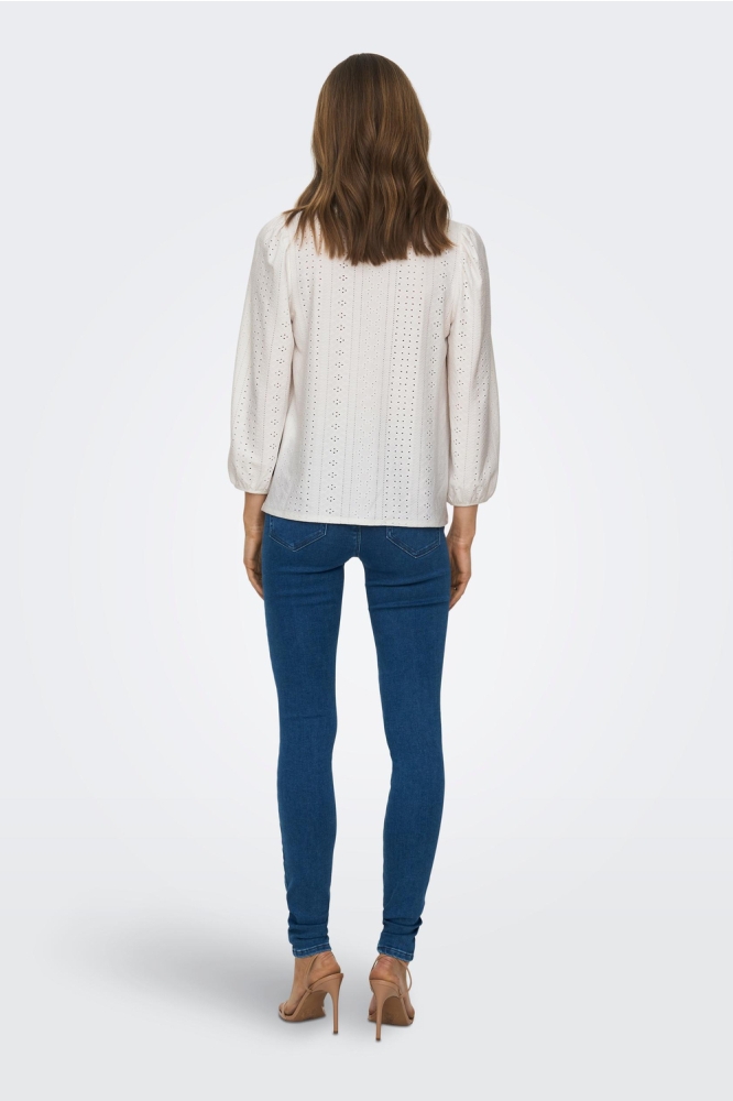 ONLSANDRA 3/4 SPLIT TOP JRS 15293379 Cloud Dancer